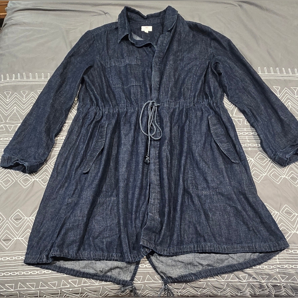 AG Adriano Goldschmied Pause Parka Denim Drawstring Waist Dress Size Medium - Picture 1 of 10